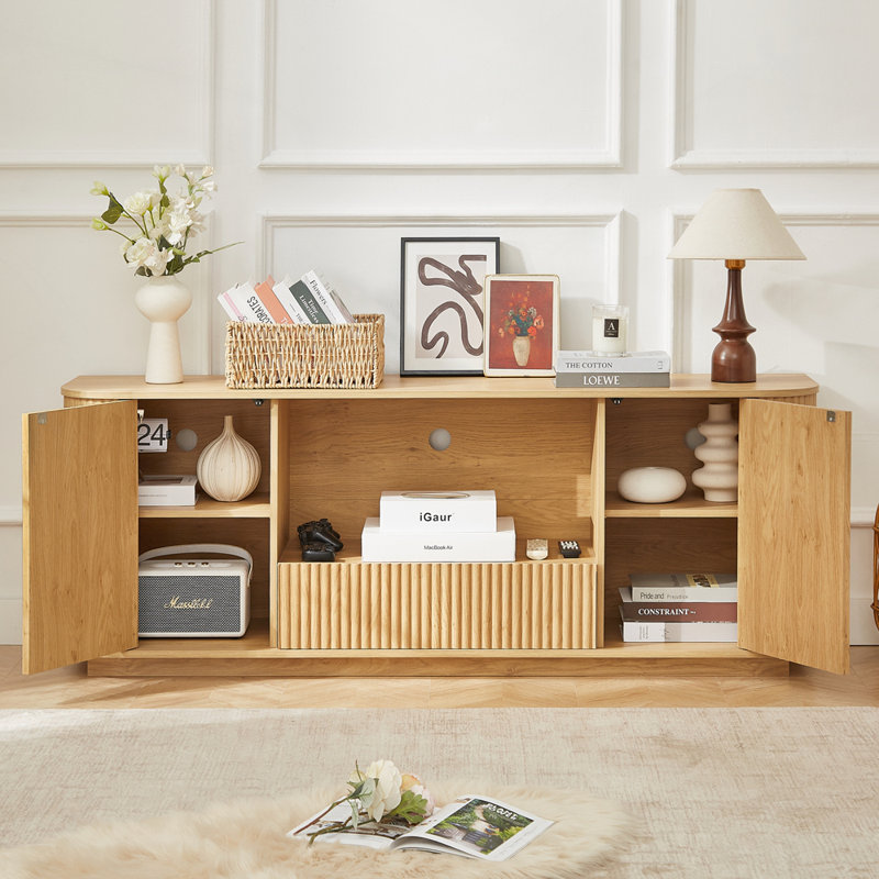 Armoire de rangement avec panneaux incurvés robustes pour une utilisation polyvalente dans n'importe quelle pièce, Naturel
