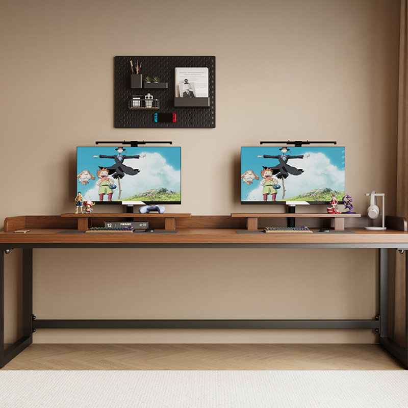 Bureau rectangulaire en bois massif brun clair, Marron clair, H 27,56 po x l 62,99 po x P 27,56 po