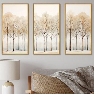 Forêt, arbres, minimalisme, ensemble d'art mural