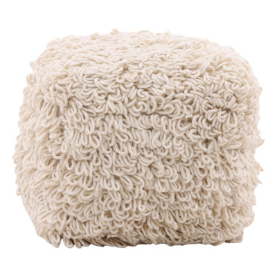 Menta Twisted Looped Wool Pouf, Ivory