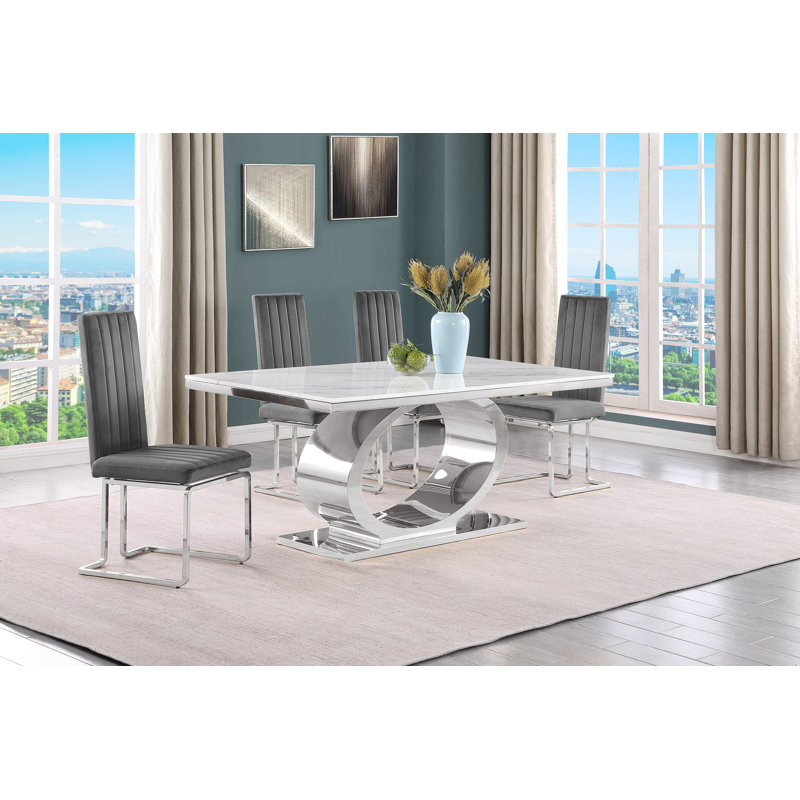 7 pièces Ensemble repas, 5, Gris / argent, Argent