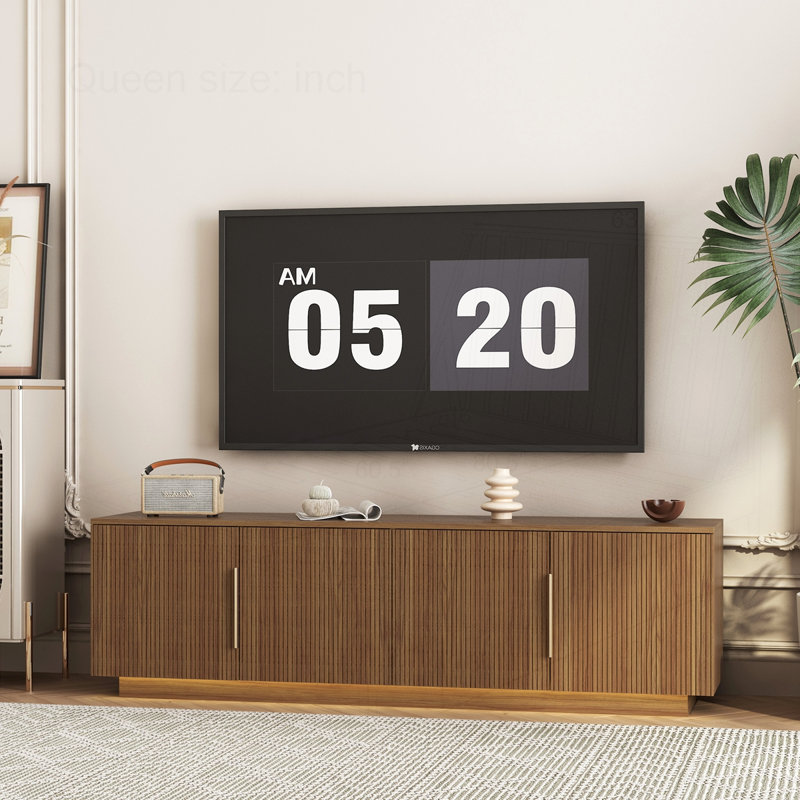 68" Modern TV Stand with 16 Color LEDs, Brown