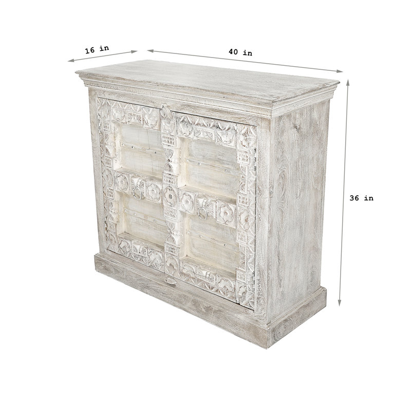 White Solid Wood 2 Door Antique Cabinet
