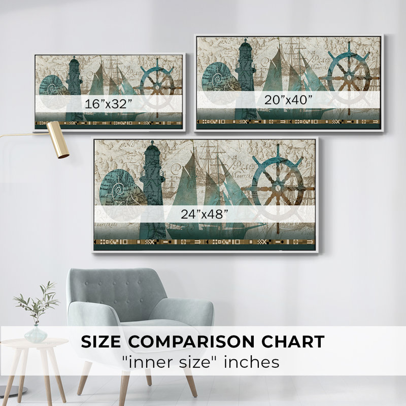 Belle mer - Toile tendue avec châssis encadré - Prêt à être accroché, H 21 po x l 41 po, Blanc