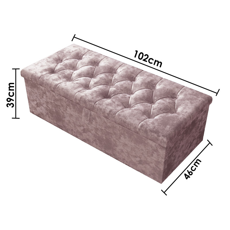 Felica 102cm Wide Tufted Rectangle Storage Ottoman with Hydrolic Arm, Pink