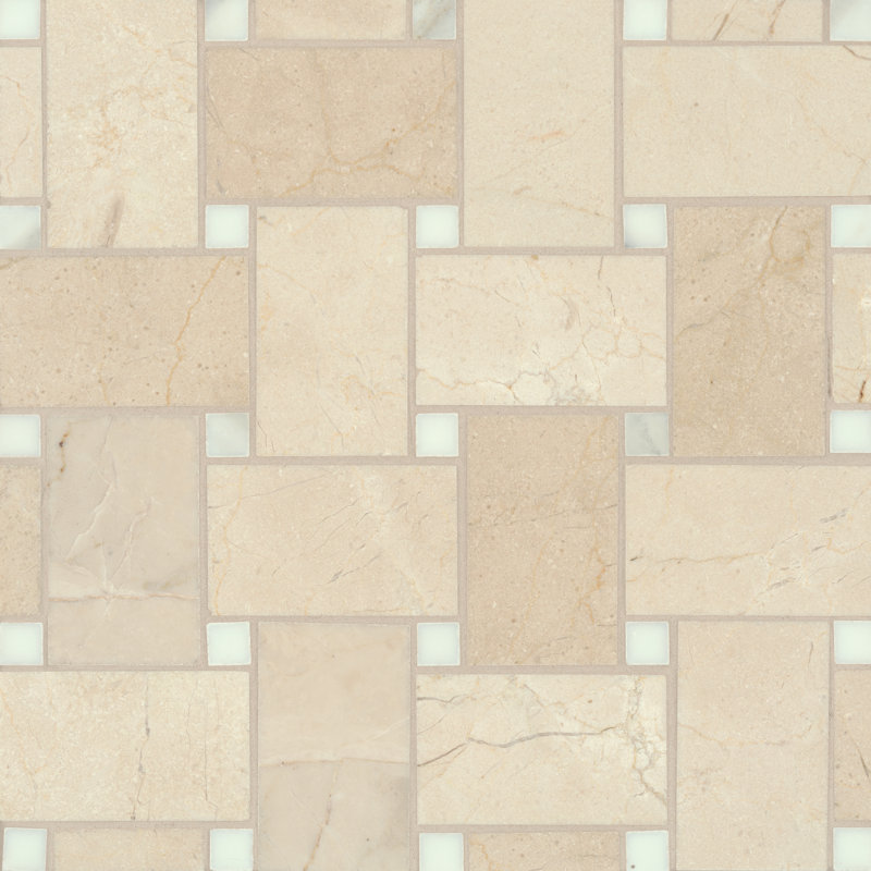 Jumbo Basketweave 12" x 12" Matte Marble Mosaic Floor and Wall Tile , Cream