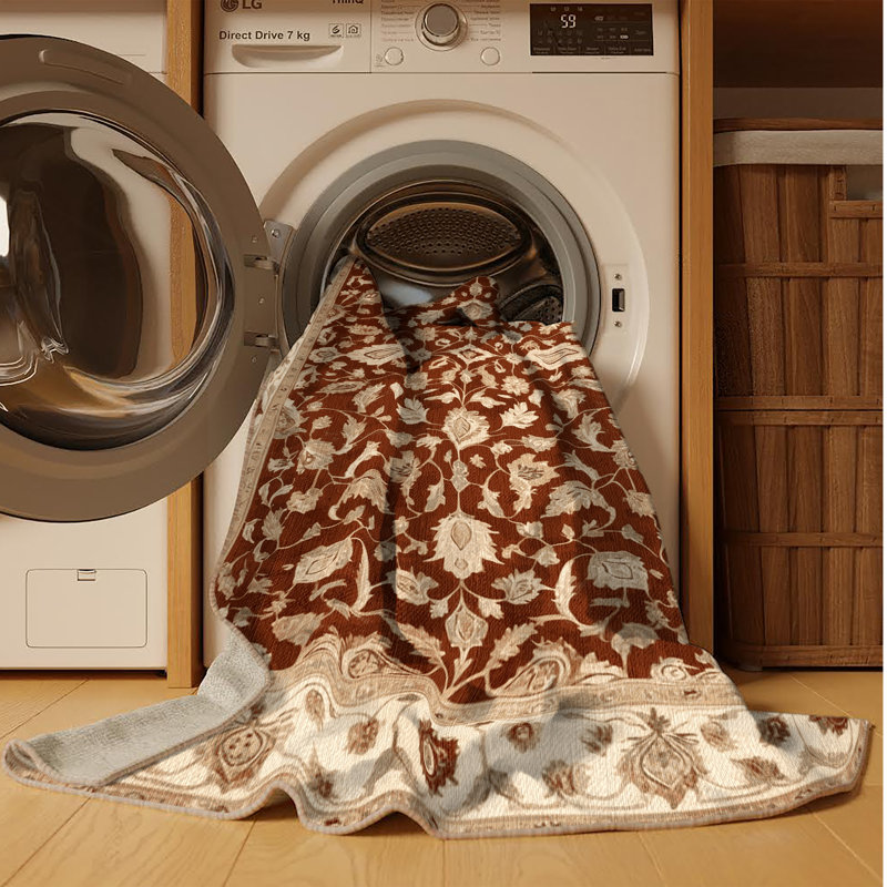 Machine Washable Persian Brown Area Rug, Square 8'