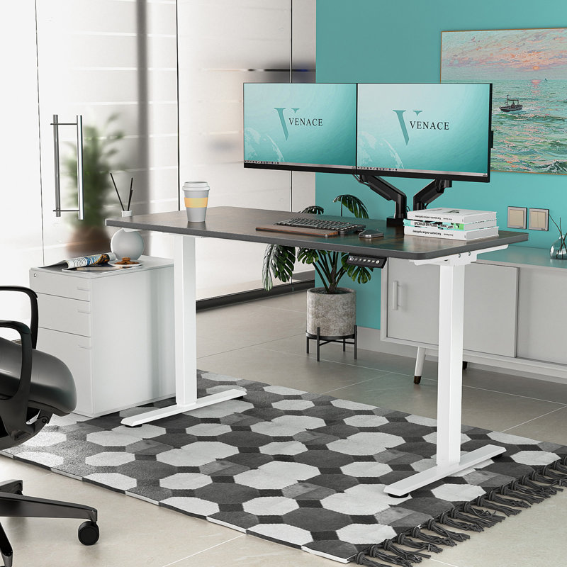 Bureau debout, Brun, H 46,5 po x l 47,24 po x P 23,62 po, Blanc