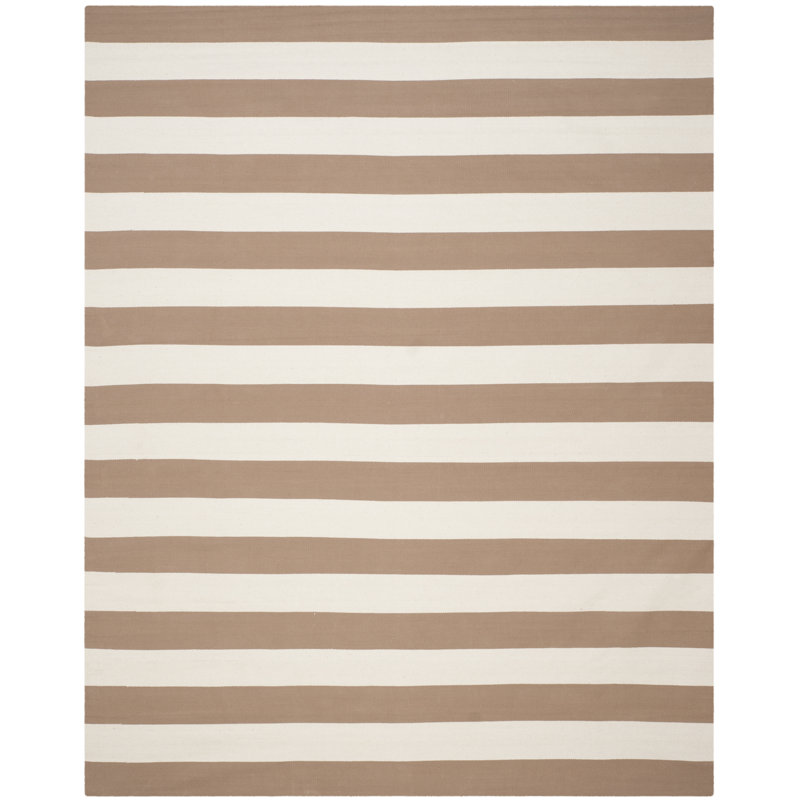 Dirit Hand Woven Cotton Striped Rug, Rectangle 8' x 10'