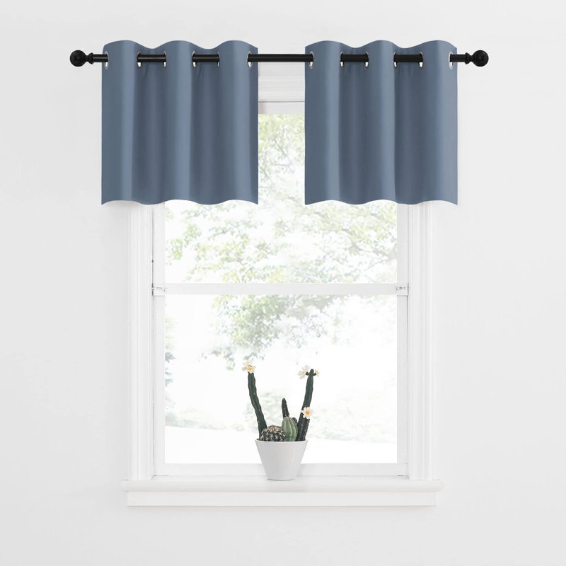 NICETOWN Blackout Small Window Valances, Rustic Farmhouse Curtains Grommet Top Thermal Insulated Window Drapes for Kitchen/Bathroom/Basement, 2 Panels.