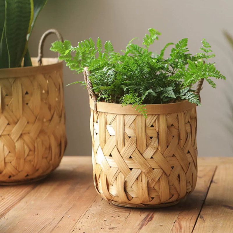 Panier de rangement en bambou tissé, H 10,2 po x l 9,8 po x P 9,8 po