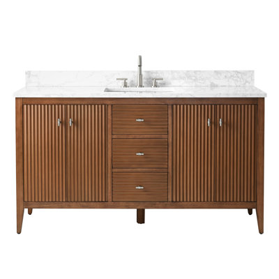 Meuble-lavabo simple 60 po avec plateau en marbre d'ingénierie 60 po