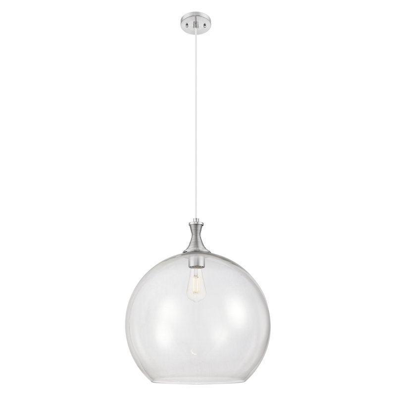 Downtown Urban - Wolford - Luminaire suspendu en métal 1 lumière 14 po, Clair, Nickel satiné
