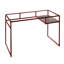 Bureau avec plateau en verre de 5 mm avec finition rouge et compartiment de base en métal transparent