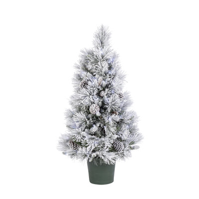 Potted Frosted 4' Pre-Lit Pine Christmas Tree
