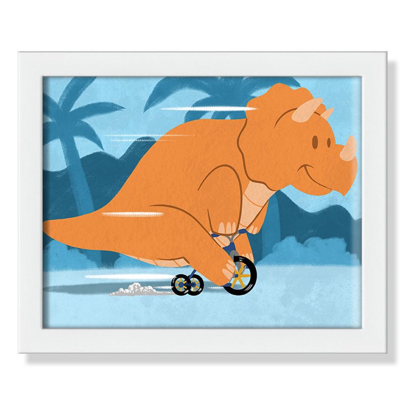 «Riding Dino 2», impression sur papier, H 8 po x l 10 po x P 1,18 po, Encadré de boîte blanc