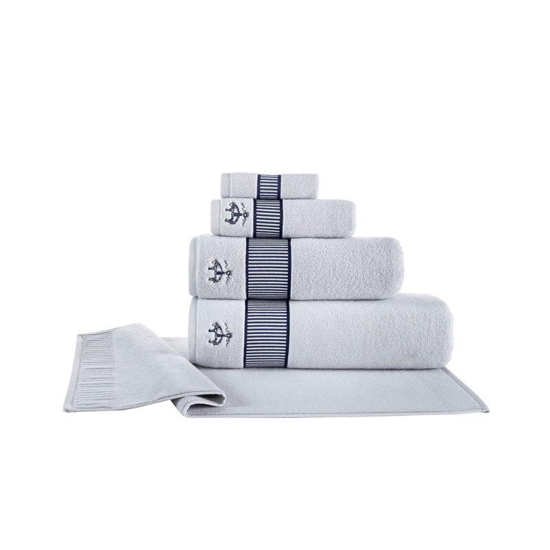 Turkish Cotton Midweight Jacquard Bath Towel, Silver