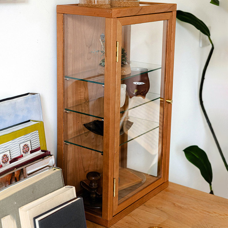 Vitrine murale en bois de cerisier brun 13,39 po de style nordique
