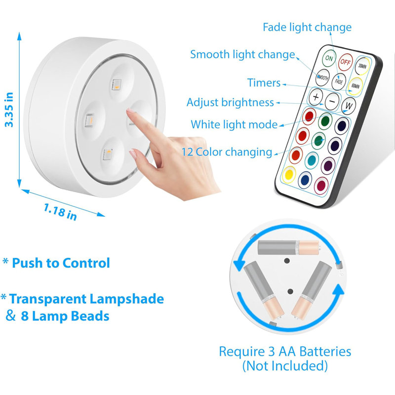 3.35'' Dimmable Wall Mount Picture Light with Remote, White