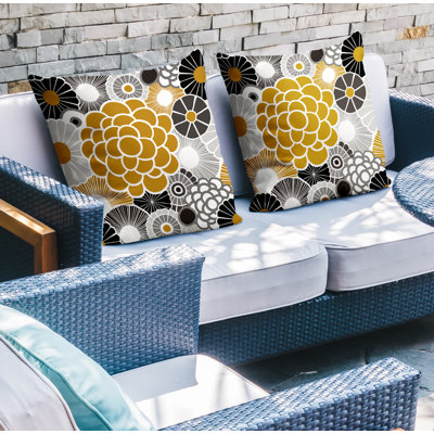 Floral Outdoor Reversible Throw Pillow