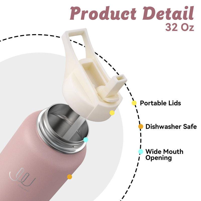 JOWARE 32oz. Double Wall Insulated Water Bottle, Pink