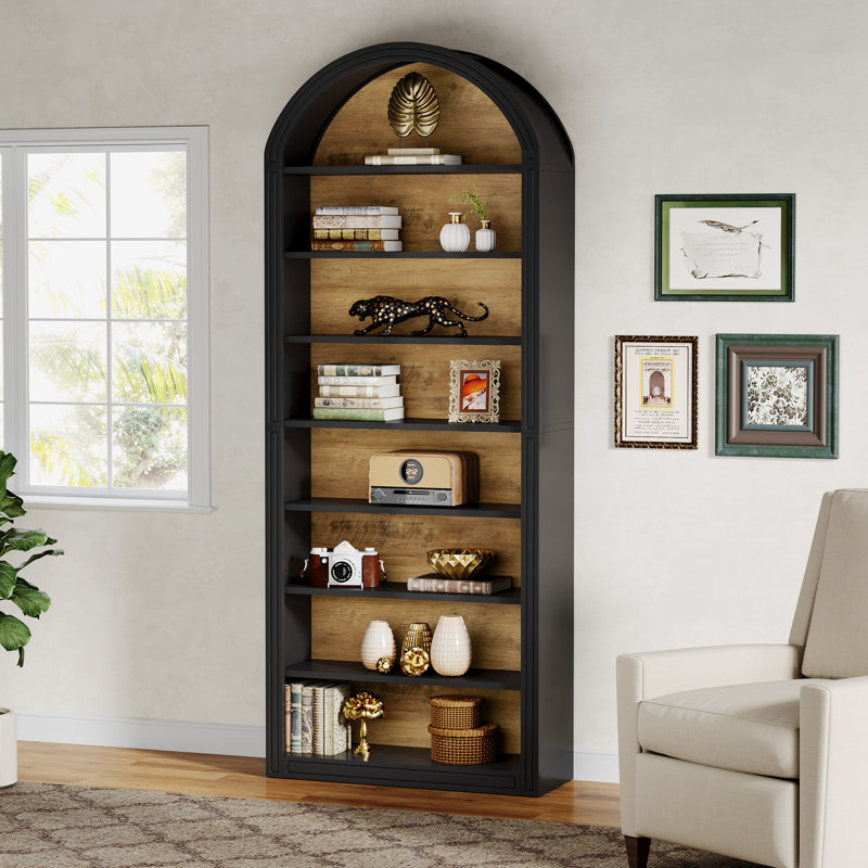 79.5" Tall Arched Bookshelf, Black