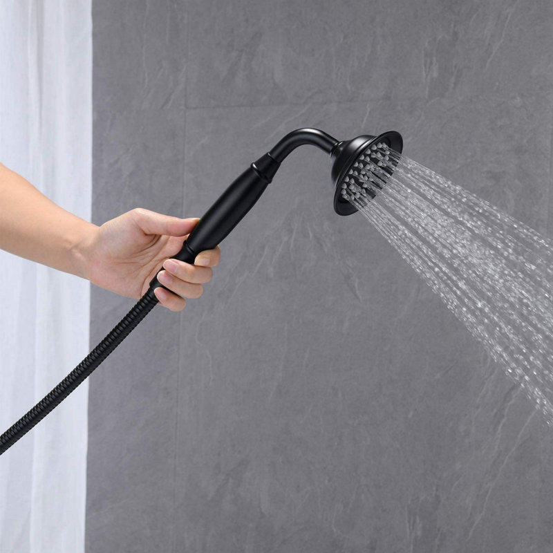 Robinet de baignoire sur pattes à deux poignées avec douchette, Noir mat