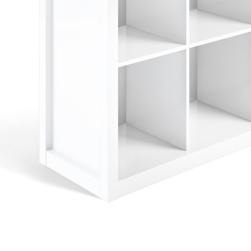 Bibliothèque transitionnelle en bois massif à 45 cubes Artisan H 45 "avec tablettes fixes et pieds fuselés, Blanc