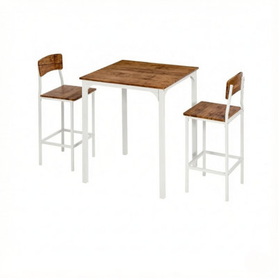 Stylish 3‑Piece Bistro Set, Square Space‑Saving Dining Table with 2 Stools for Kitchen & Breakfast Nook