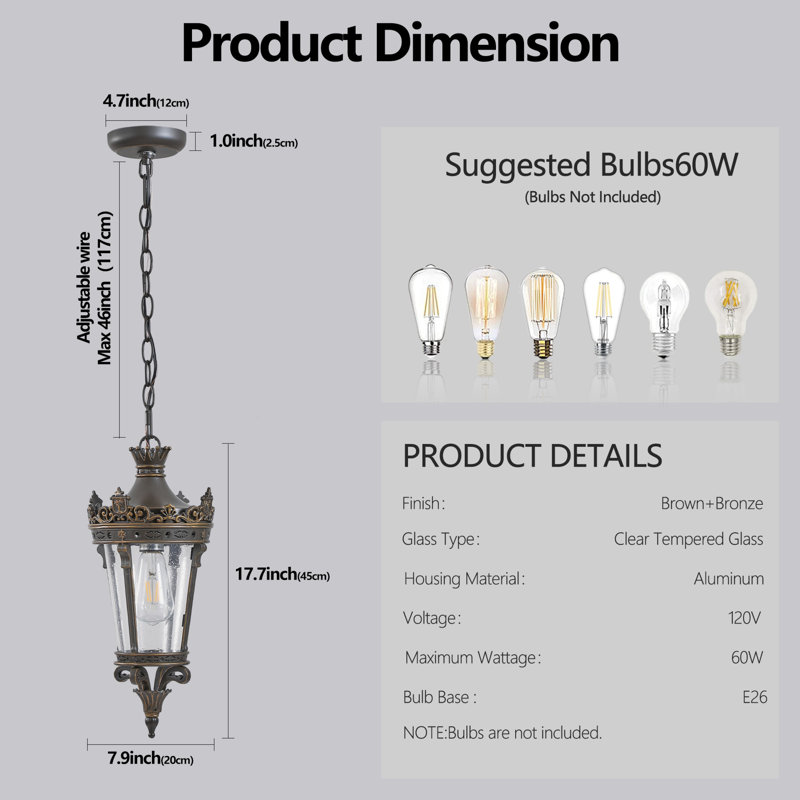 Lanterne suspendue d'extérieur imperméable