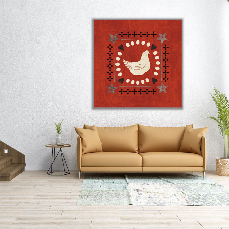 «Little Red Farm Tile III», reproduction d'art sur toile, H 40 po x l 40 po