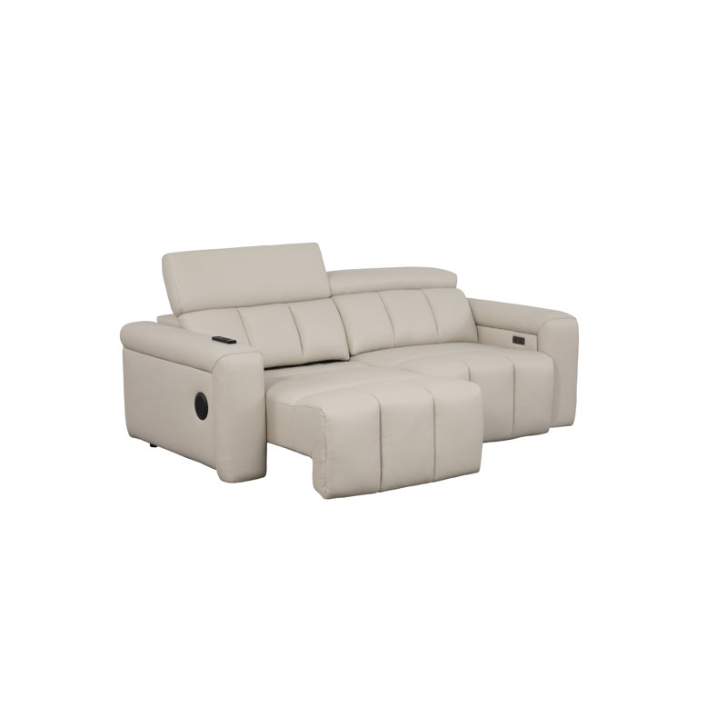 Dallas Leather 3 Seater Power Recliner Sofa, Cream