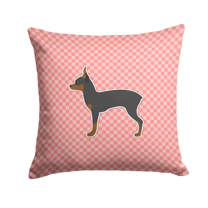 Coussin décoratif intérieur/extérieur pour jouets fox terrier, H 14 po x l 14 po x P 3 po, Noir / Rose