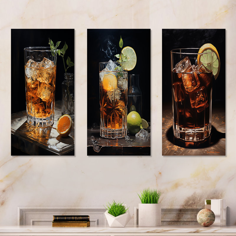Noir noir rêverie cocktail, H 28 po x l 36 po, Toile tendue