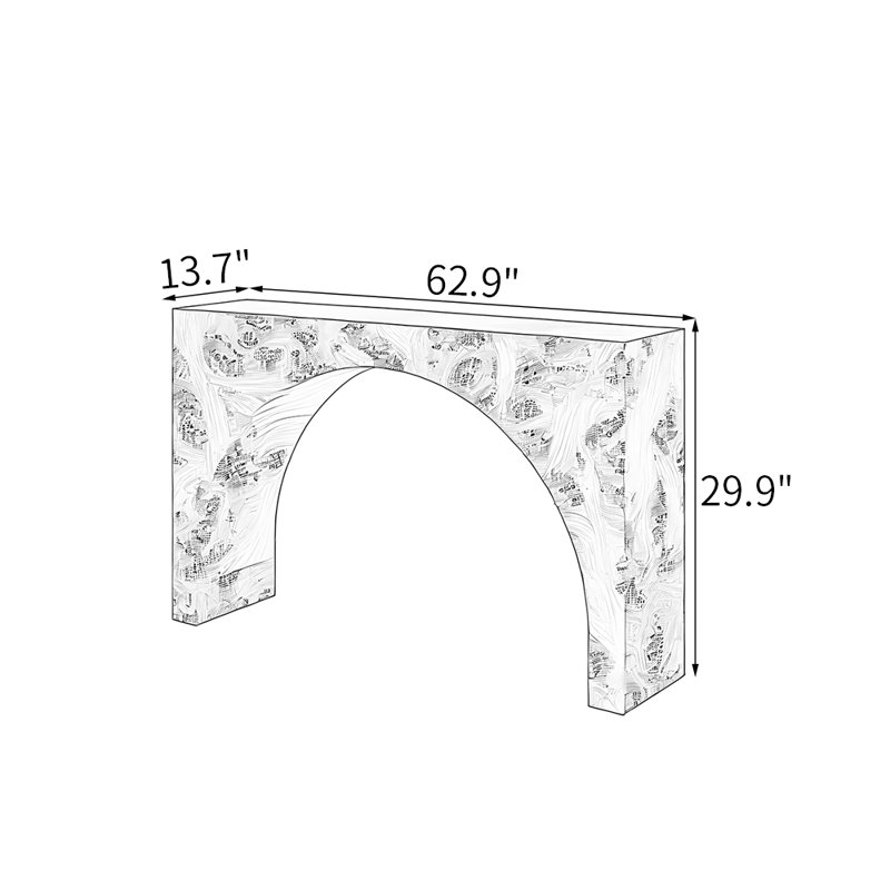 Table d'entrée vintage de style français, H 29,9 po x l 62,9 po x P 13,7 po