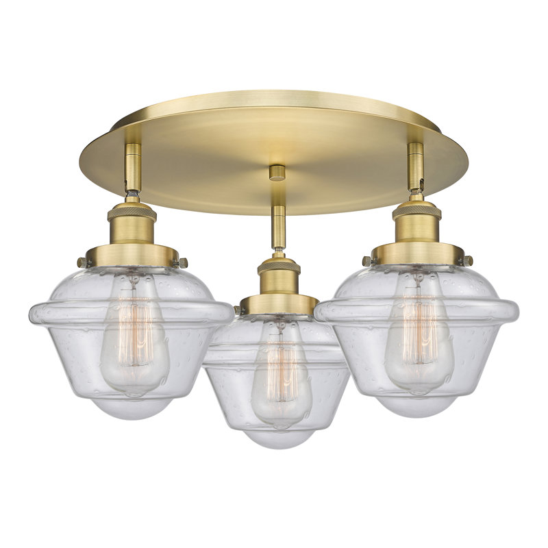 Grourke Glass Flush Mount, Seedy, Brushed Brass
