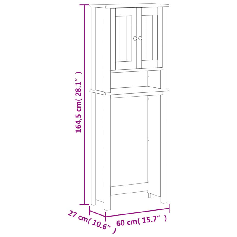 Laylarae Solid Wood Wall Mounted Required Bathroom Storage, Black, 64.8" H x 29.9" W x 10.6" D