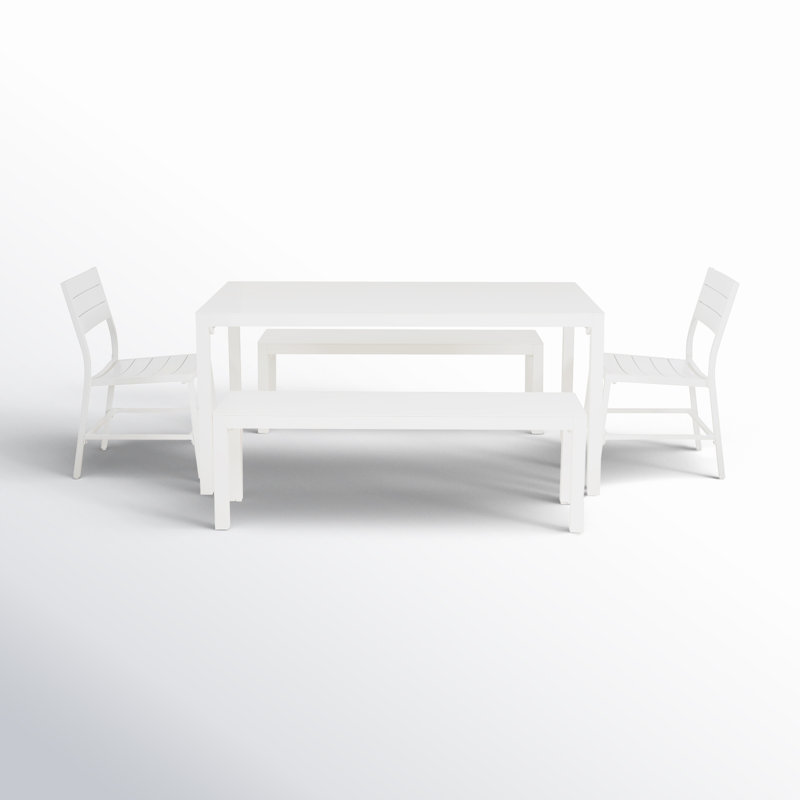 Armando Aluminum Outdoor 5PC Dining Set, White