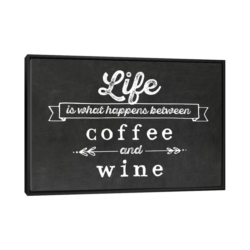 «Coffee & Wine» par Amanda Murray, reproduction sur toile, H 32 po x l 48 po x P 1,5 po, Toile avec cadre noir