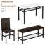 4-Piece Modern Dining Table Set, Faux Marble Kitchen Table With PU Leather Bench And Chairs, Table And Chairs Set For 4, Space Saving Dinette For Kitchen, Dining Room