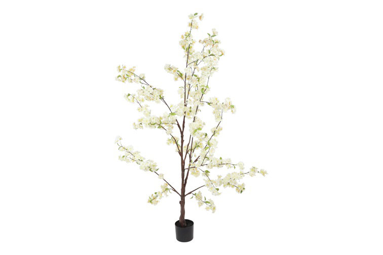 170cm Faux Prunus Persica Tree in Planter, White