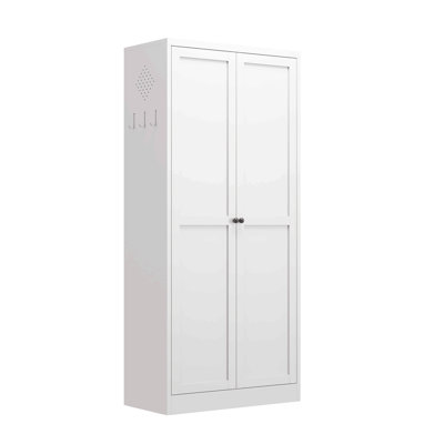 61" White Metal Kitchen Pantry Cabinet Adjustable Storage With 4 Shelves (110Lb Capacity), Heavy Duty Freestanding Pantry Organizer For Kitchen, Pantry, Living Room