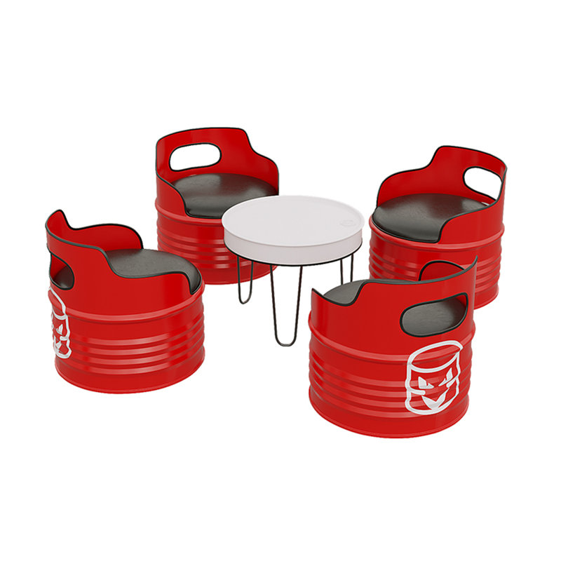 Ensemble repas rond 23,3 po Vandergriff, 5, Blanc, Rouge / noir