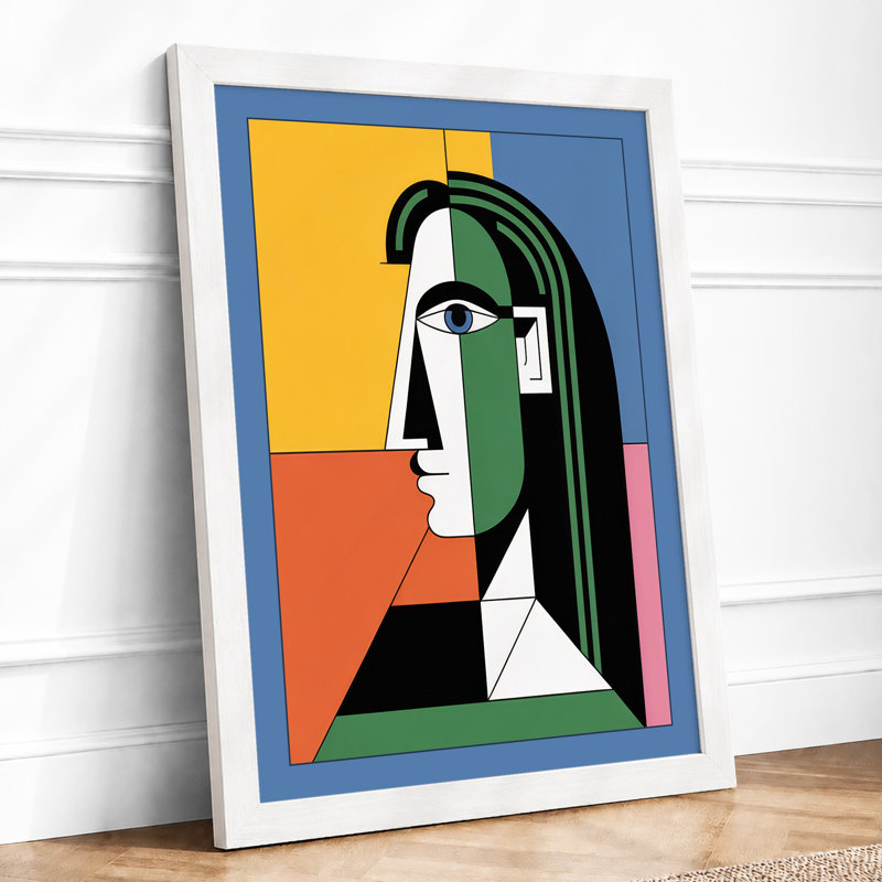 Geometric Portrait Art Deco - Print, A1 - 84.1 x 59.4 cm, White