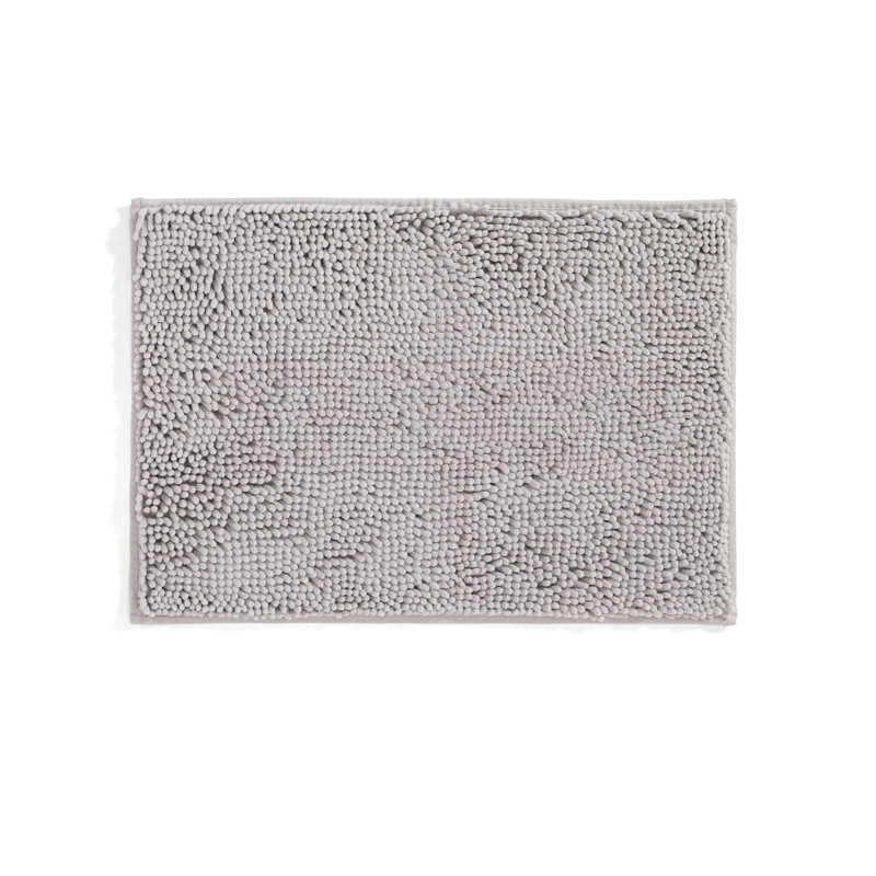 Tapis de bain doux et absorbant en chenille avec envers en caoutchouc antidérapant, L 24 po x l 17 po, Gris clair