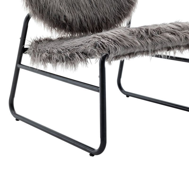 Fauteuil d'appoint industriel Nipote, Fausse fourrure grise