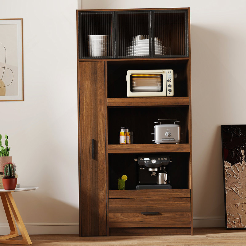 Armoire de cuisine avec support pour micro-ondes et tiroir