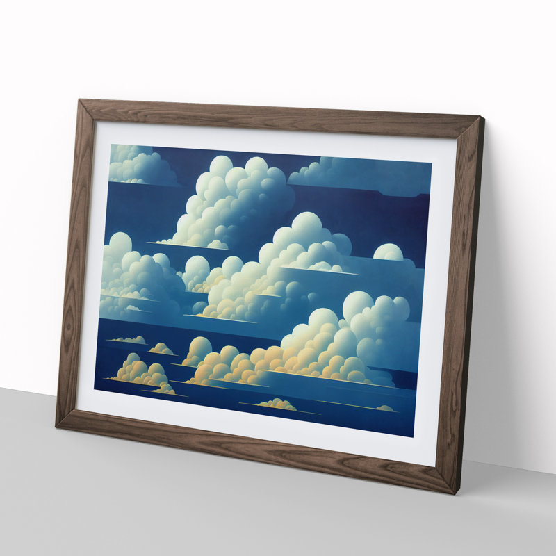 Desirable Clouds - Single Picture Frame Print, 46cm H x 64cm W, Walnut