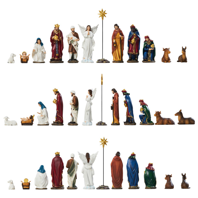 13 pièces de figurine de crèche en résine de luxe, ensembles de crèche de Noël de 5,9 po pour Noël