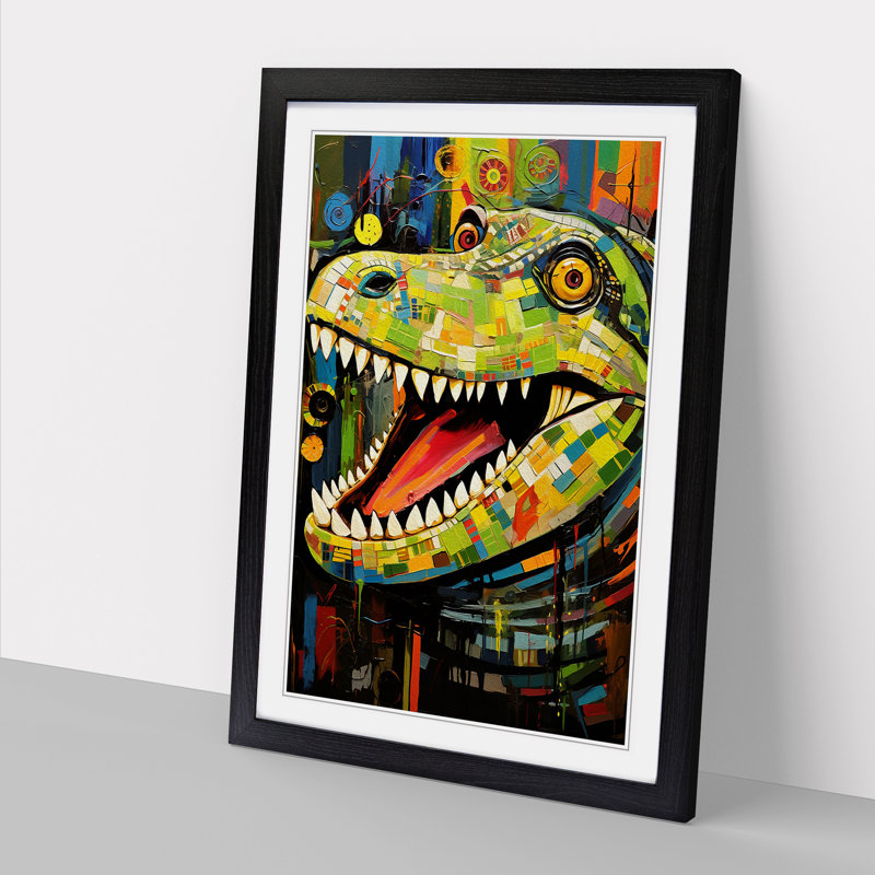 Crocodile Constructivism Art - Framed Print, Black Framed, 34cm H x 25cm W